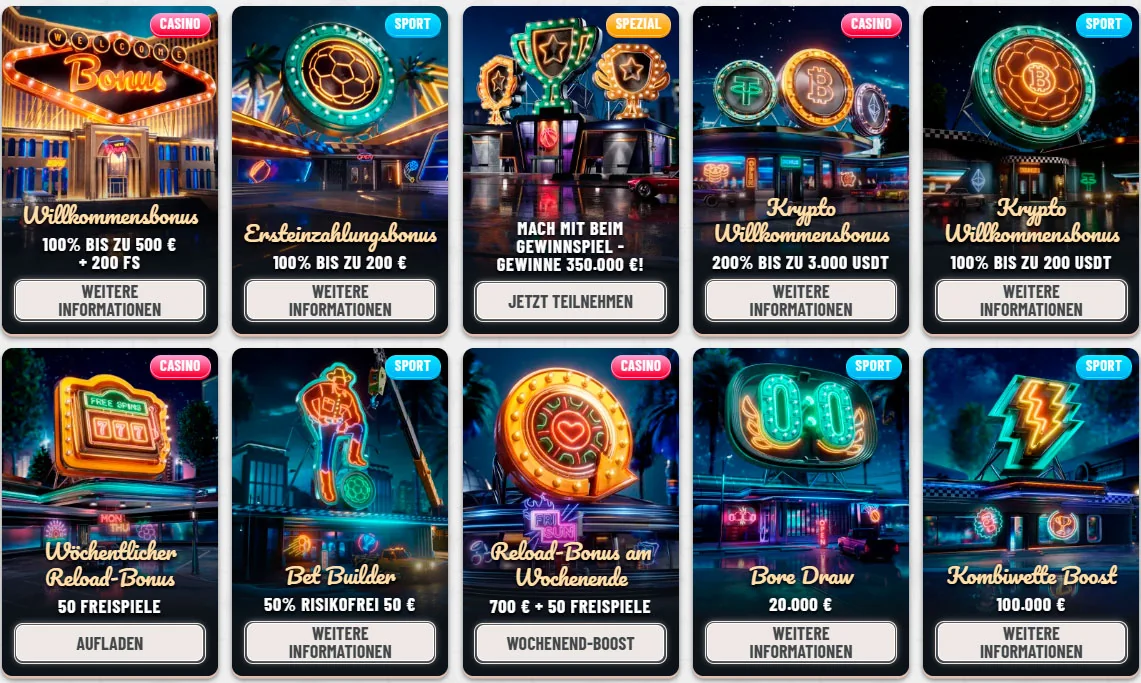 alle Boni wyns casino