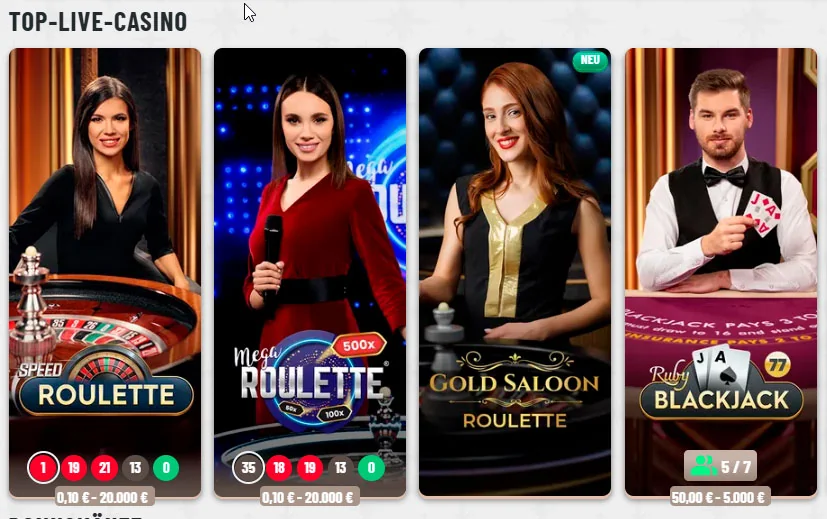 top live games wyns casino